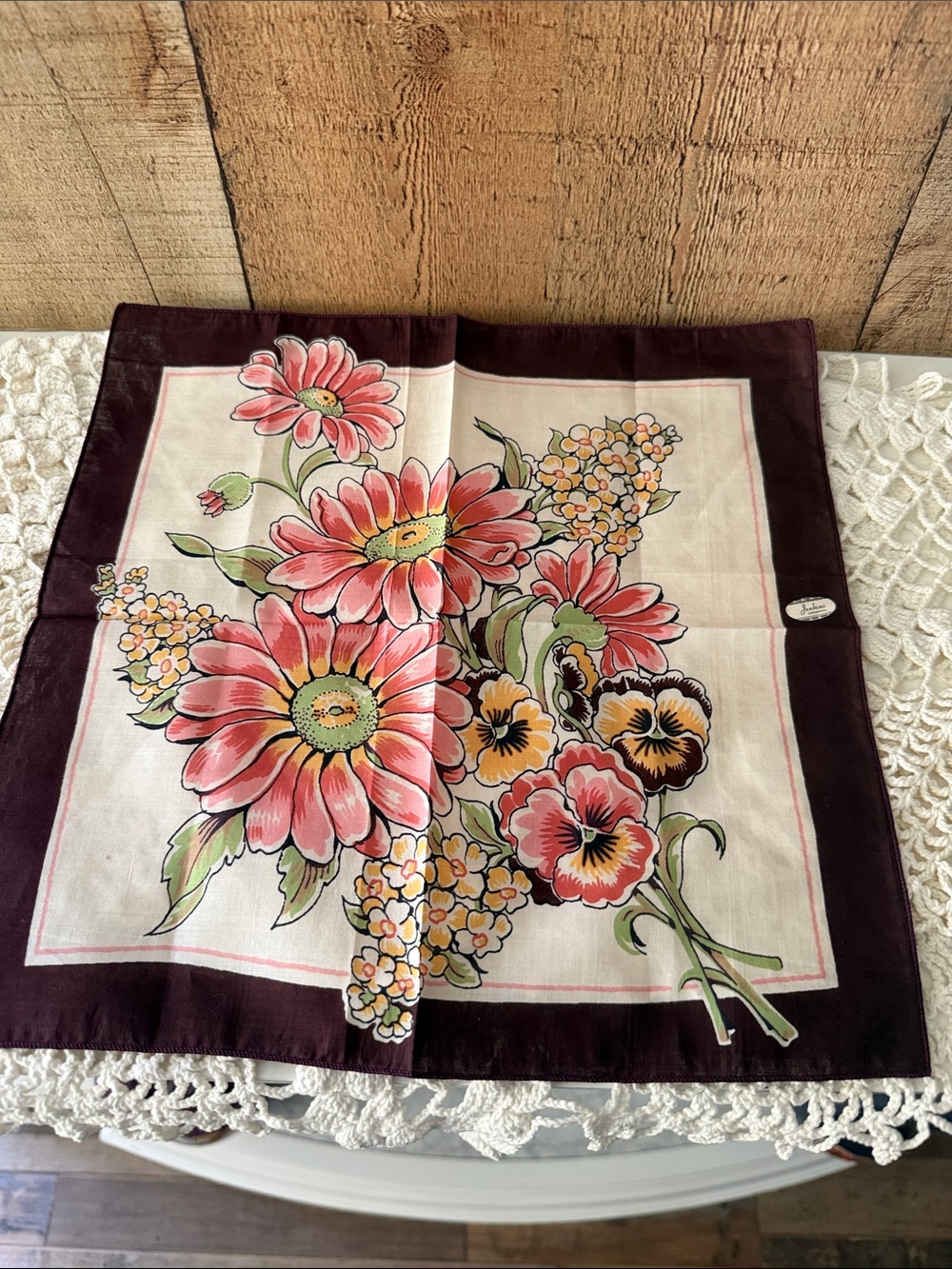 VTG Floral Mid Century Jenkins Original Handkerchief New with tags